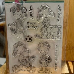 Kids Soccer and Bicycle Clear Stamps